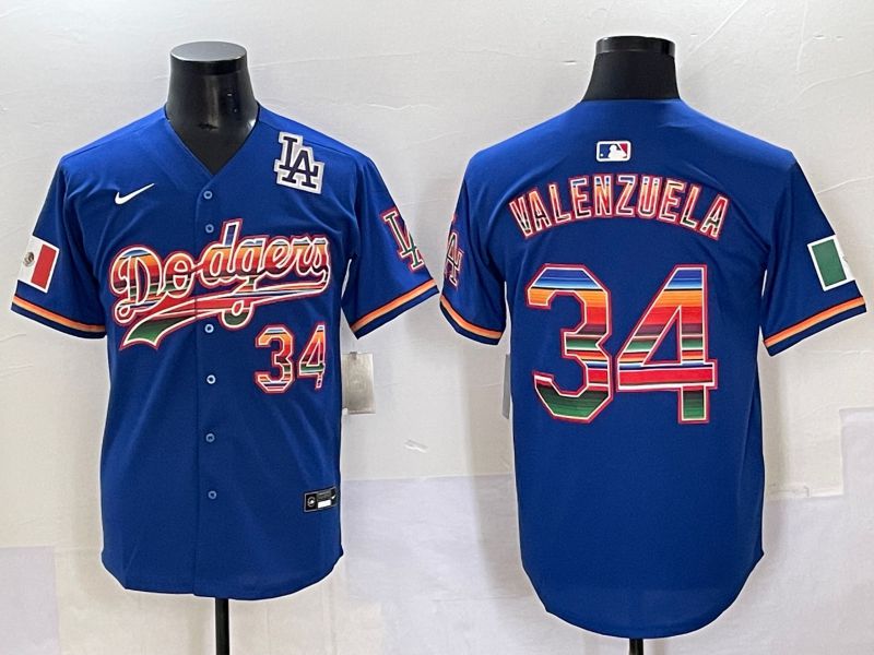 Men 2025 Los Angeles Dodgers #34 Valenzuela Blue Nike MLB Jersey style 6279->los angeles dodgers->MLB Jersey